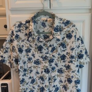 Bobbie Brooks Blue and White Floral Button Down Shirt